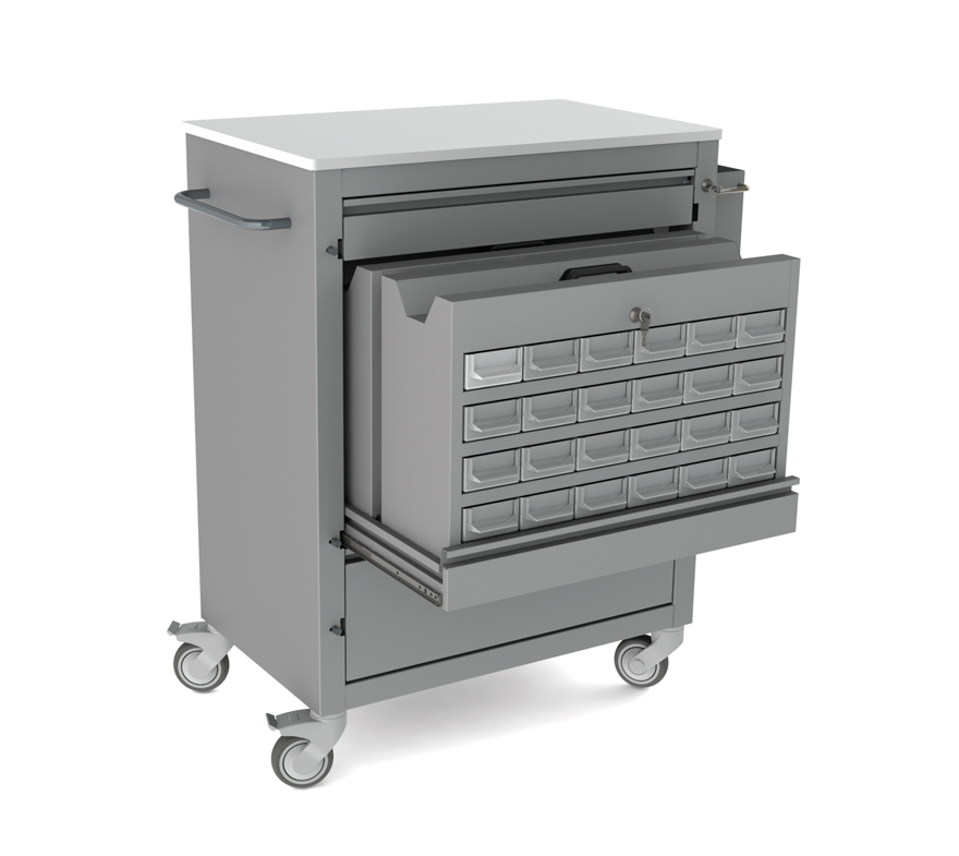 Cărucior medicamente cu 2 casete