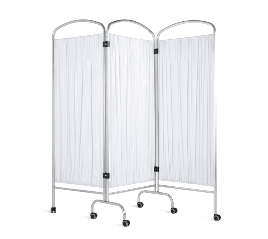 Paravan triplu pliabil inox, cu articulații din nylon-picioare