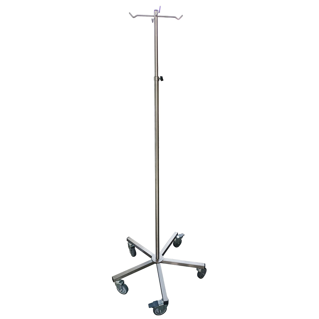 Stativ perfuzie cu 5 roți - inox